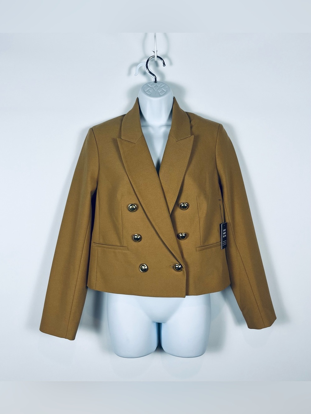 Express Cropped Double-Breasted Blazer in Cognac Tan Size Medium New With Tags